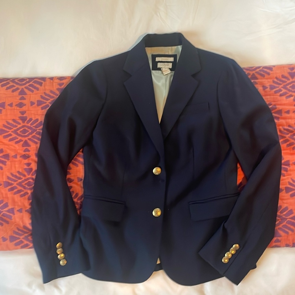 J. Crew Midnight Blue Blazer with Brass Accents